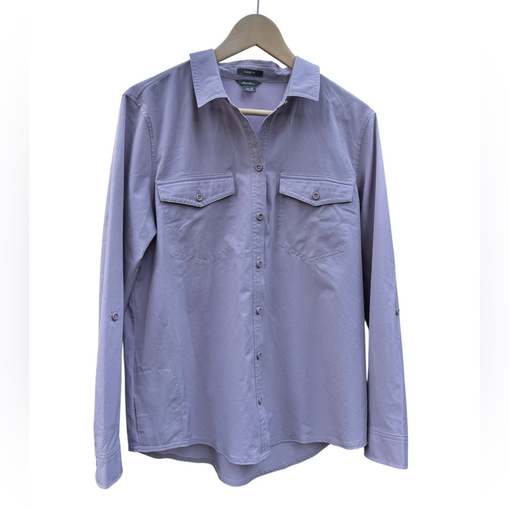 Eddie Bauer Lavender Button-Up Performance Shirt Sz M